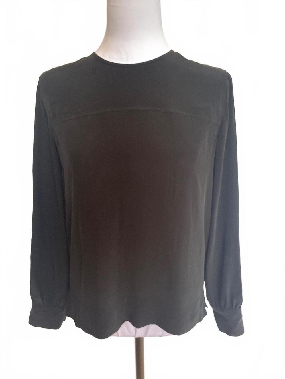 Everlane Silk Black Long Sleeve Blouse Women's Size 0 Minimalist Quiet Luxury
